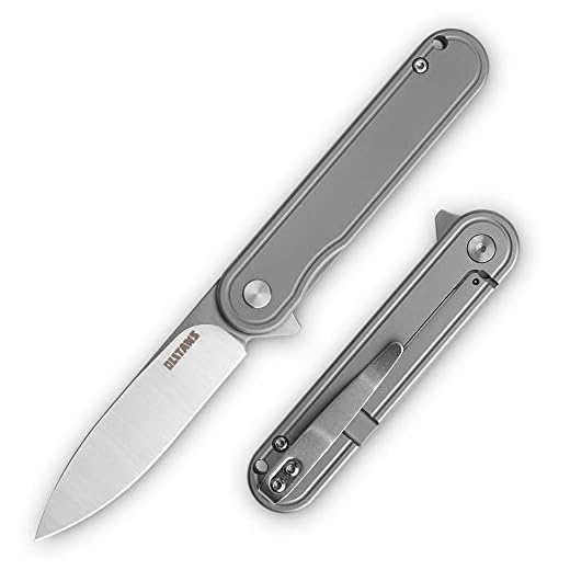OLITANS T025 Pocket Knife 2.76'' D2 Steel Blade 3.6'' Titanium Alloy Handle Flipper Mini Folding knife 1.8oz