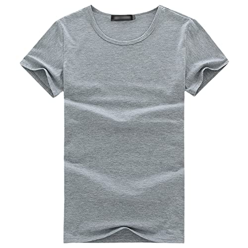 T-shirt en coton gris clair pour homme avec col rond coupe slim en taille S