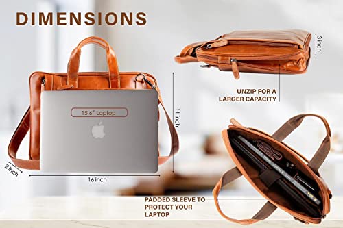 Liberty Leather 15.6” Genuine Leather Laptop Bag Briefcase Messenger bag for Men and Women Business Travel Satchel bag3