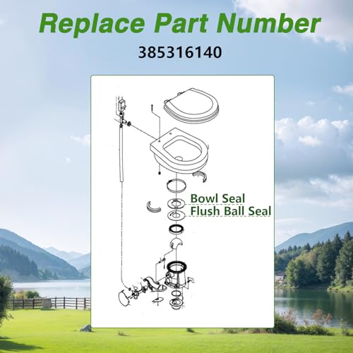 Image of RV Toilet Bowl Seal Kit with Overflow Hole Fit for Dometic /Sealand Gravity Flush Toilet from 2000 and Earlier, Bowl Seal & Flush Ball Seal Fit for 510 511 910 911 2010 2011 Replace# 385316140