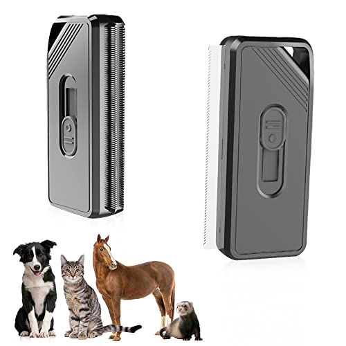 【Upgrade】Deshedding Brush for Dogs, Cats & Horses, Portable Self Cleaning Slicker Brush, Deshedding Tool for Grooming & Shedding Long Hair, Short Hair, Tangled Hair, Loose Fur, Top & Undercoat, 2 in 1