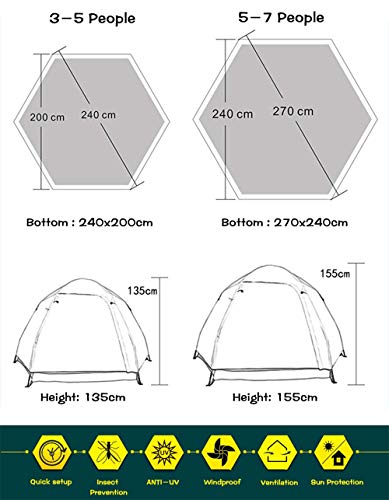 Carpa hexagonal impermeable para 3-5-7 personas miniatura 4