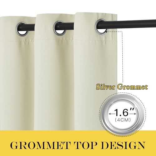 NICETOWN Blackout Sliding Glass Door Curtain, Thermal Insulated Grommet Room Darkening Window Treatment Sound Dampening for Bedroom/Living Room, Beige, W80 x L90, 1 Panel