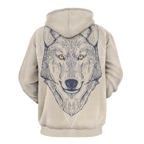 Sweat à capuche loup UMENG pull manches longues unisexe taille S - 3