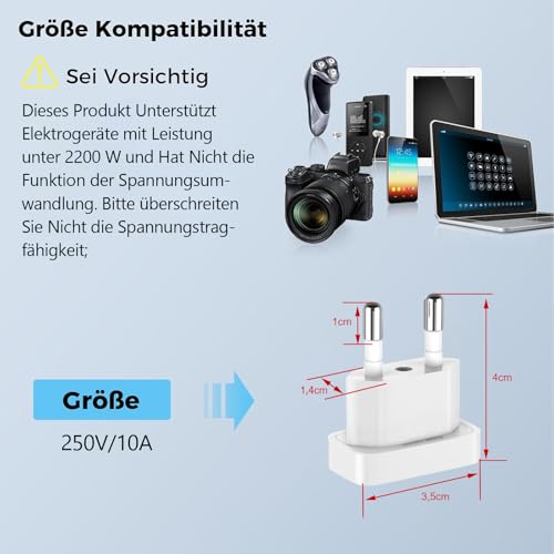 VIEVRE 2 Stück EU Stecker Adapter,US to EU Adapter für Steckdosen,Steckeradapter Japan Deutschland,Adapter Eurostecker