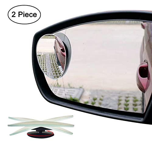 Ampper Oval Blind Spot Mirrors, Frameless 360 Degree Rotate + Sway Adjustabe HD Glass Convex Wide Angle Rear View Car SUV Stick On Lens (Pack of 2)