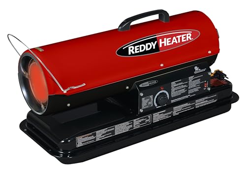 Reddy Heater Forced Air Heater, 80,000 BTU, Multi-Fuel Kerosene & Electric, Heats 2,000 sq ft, 8.5 hrs Run Time, Dependable for Workspaces & Outdoor Use - RFA80T
