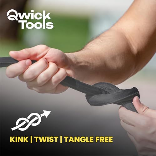 Flat-Garden-Hose-50FT-Flexible-Non-Expanding-Flat-Hose-with-Quick-Connector-9-Spray-Functional-Nozzle-Durable-Light-Weight-Collapsible-RV-Water-Hose-Kink-Free-Fabric-Hose-for-Camper