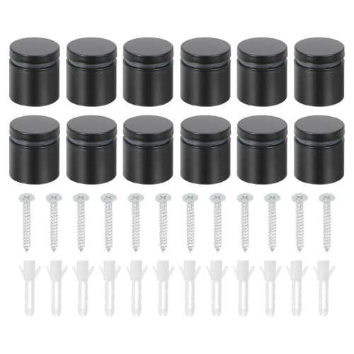 Image of uxcell 12 Pcs Standoff Screws, 1 inch x 1 inch Stainless Steel Advertising Screws Wall Standoff Mounts Hardware for Acrylic Picture Frame Glass Signs Hanging, Black