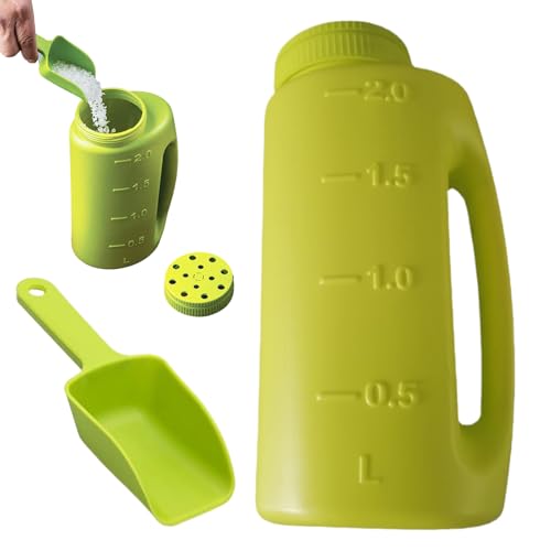 Genérico Esparcidor De Sal Manual para Nieve - Dispersor 2L para Fundente Hielo Y Abono con Pala | Aberturas Ajustables para Aplicación De Descongelante En Césped, Siembra Y Senderos Invernales
