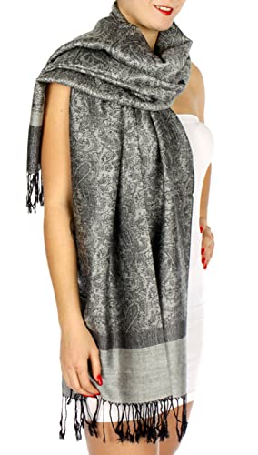 SERENITA Pashmina Shawls. Pashmina Scarfs. Large reversible wraps - Soft paisley Pashminas3