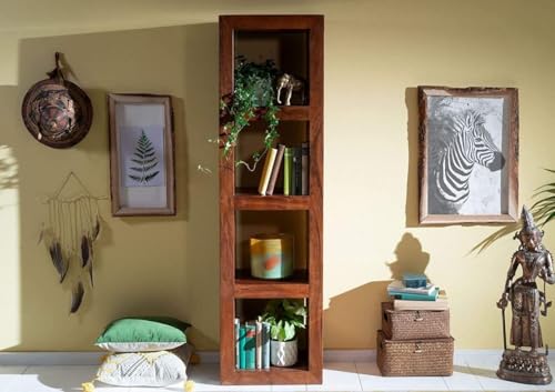 Image of Hari Om Industries Wooden Bookshelf | 4 Shelf Wooden Storage | Open Racks for Decoration for Living Room, Bedroom, Office & Hotel | (Brown)