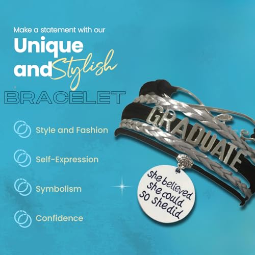 Image of Infinity Collection Graduation Bracelet Gift Graduate Jewelry for Her, Class of 2026 Keepsake, Adjustable Charm Bracelet for Women & Girls