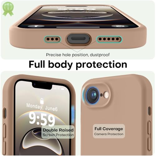 Image of LOVE 3000 Designed for iPhone 16e /17e Case, Premium Silicone with [Soft Anti-Scratch Microfiber Lining] Shockproof Protective Phone Case for Men Women Girls 6.1 inch, Light Brown
