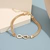 Wendalern Bracelet De Cheville Infini En Or Strass Numéro 8 Bracelet De Cheville Cz Infini Amour Sans Fin Plage Chaîne De Cheville À Maillons Épais Bijoux De Pied Pour Femmes #3