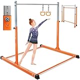 DINOFITNESS Gymnastics Bar for Kids,11 Levels Adjustable Height Gymnastics Equipment for Home,Thickened Upright Tube Gymnastic Horizontal Bars,No Wobble Gymnastics bar for Kids Ages 3-16
