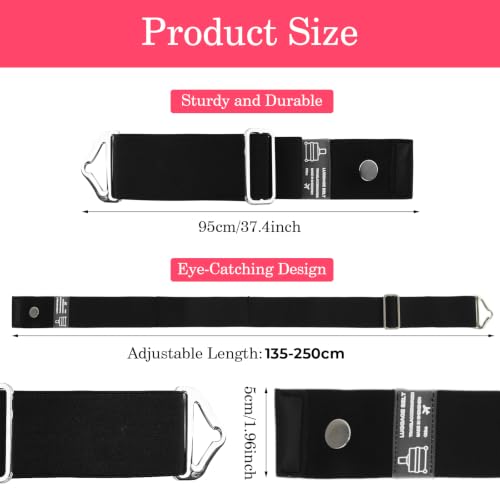 Image of 2-in-1 Luggage Straps Travel Belt for Carry On Bag, Elastic Adjustable Suitcase Straps for Backpack Attachment, Over Handle Luggage Bungee for Hands-Free Travel