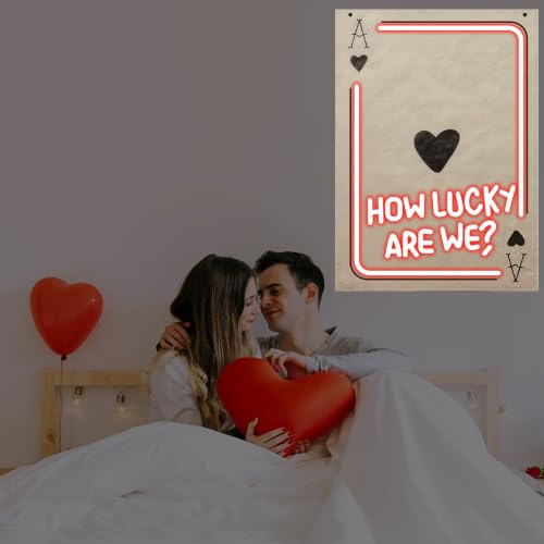 Image of Ace of Heart Neon Sign, How Lucky Are We LED Light, Gift for Lover