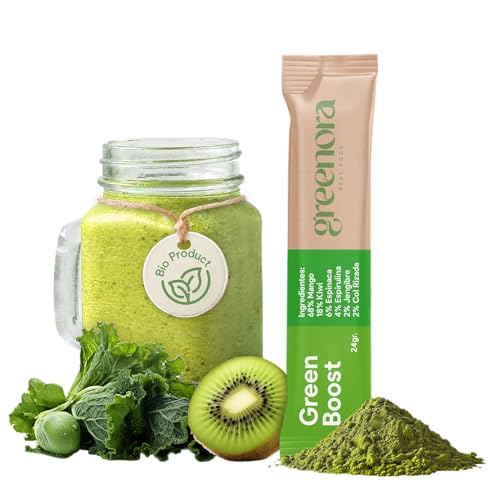 GREENORA Smoothie Poudre Fraise Pomme Gingembre Mangue Betterave Spirulinei. Fruits et Légumes Lyophilisés 100% Naturels. Superaliments. 10 un.