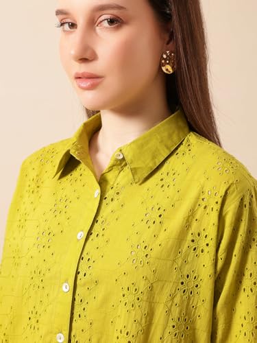 Image of ishin Graceful Avacado Schiffli A Line Kurta sets
