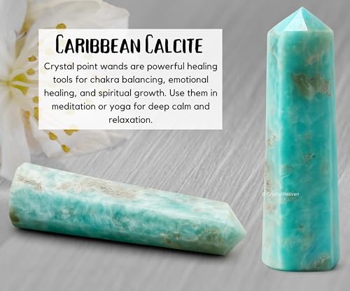 Image of Certified Caribbean Calcite Crystal Tower Obelisk Point For Chakra, Healing And Balancing - Aaa Grade Original Certified Gemstone Agate For Reiki Meditation Yoga Spiritual (3-4 Inches)