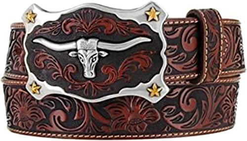 Justin Men's Longhorn Buckle Leather Belt Reg. And Big Tan 40