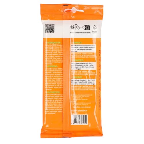 NIGRIN POWER Scheiben Reinigungstücher, für innen und außen, streifen-und schlierenfrei, praktisch für unterwegs, sicher und schonende Anwendung, Yellow Mellow, 20 Tücher