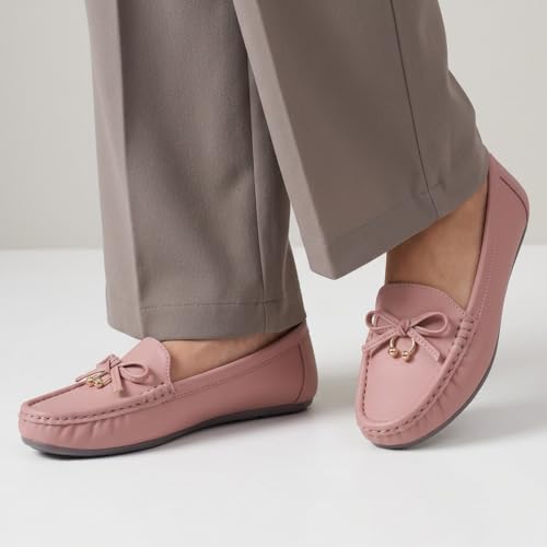 Image of CatBird Women's Flat Shoes for Casual & Office Wear, Bow Detail Slip-On Loafers