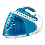 Amazon Basics Ferro da Stiro a Vapore con Caldaia e Pompa a 6 bar, Colpo di Vapore 240g/min, Vapore Continuo 120g/min, Serbatoio da 1,5 L, 2400 W, Colore Bianco/Blu
