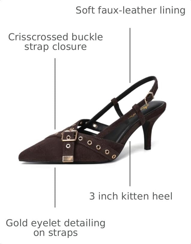 Image of Mostrin Kitten Heels for Women Pointed Closed Toe Heels Vintage Stiletto Dressy Pumps Shoes for Office Work Party