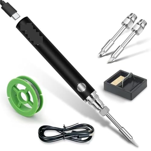電気はんだごて 充電式コードレスはんだごてキット ? 家庭修理用温度調節可能な溶接ツールペン 急速加熱(Black)