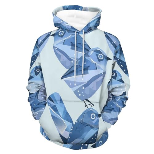 Sweat à capuche oiseau bleu dessin animé pour homme et femme taille S