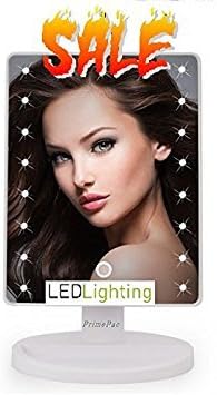 Free Standing Makeup Mirror LED Lighted. Cosmetic Mirror for Vanity, Bathroom, Desktop, Shower, Table, Office. White Compact & Illuminating. Perfect Skin Care Reflection. Great Mobile Travel Mirror.