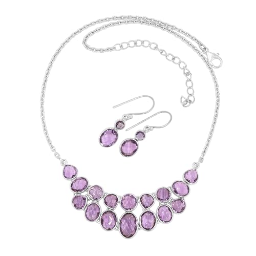 Juego de collar y pendientes de plata de ley y amatista para regalar