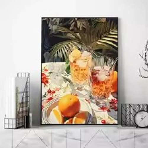 Peinture cocktail d'été et whisky impression sur toile premium 60x90 cm