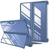 Fintie Hard Case for 13 Inch Microsoft Surface Pro 11 / Pro 10 / Pro 9 - Shockproof Folio Rugged Cover with Clear Transparent Back Shell Compatible with Type Cover Keyboard, Navy