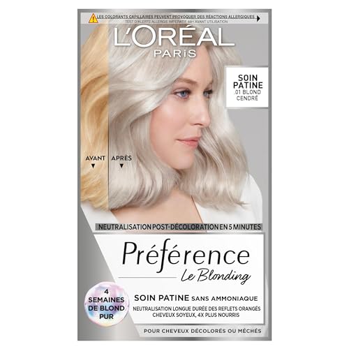 L’ORÉAL PARIS - Soin Patine Post-Décoloration - Neutralise les Reflets Orangés & Nourrit les Cheveux - Sans Ammoniaque - Préférence Le Blonding - Teinte...