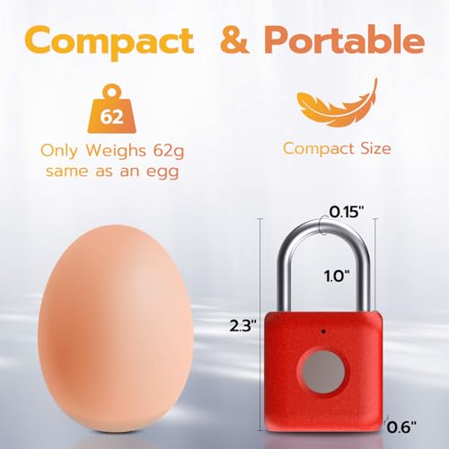 Pothunder Cadeado de impressão digital, fechadura de impressão digital sem chave de metal inteligent