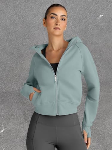 Image of Trendy Queen Womens Zip Up Hoodies Cropped Jackets Fall Clothes 2026