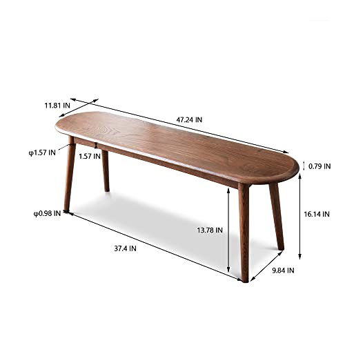 Bsyeio 39.3" Mid Century Modern Bench Narrow Bench Kitchen Table Bench Seat Indoor Wood Dining Bench Long Bench Bedside Bench For Dining Room-Walnut #TOP1