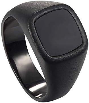 Unisex Genuine Onyx Stainless Steel Signet Ring