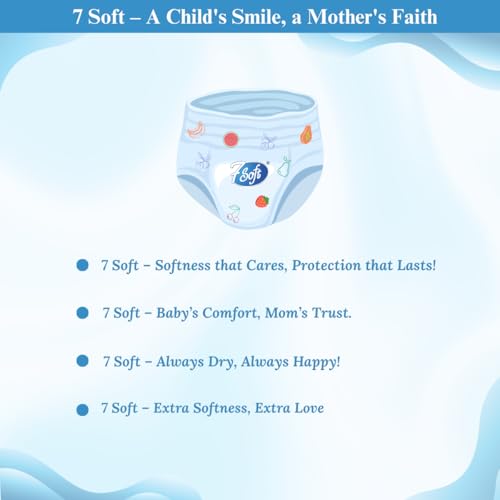 Image of 7 Soft Pull Up Dry Pants Diaper, Large (L) 8-14 kg, 62 Count (Jumbo Pack) - Baby Diaper Pants with Locking System, Up to 12 Hours Protection, Rash Free Skin, Easy Wear