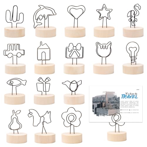 Rebanky 16 Pièces Porte Photo Pince Bois, Mémo et Porte-Clips Message Support Photo Pince en Bois pour Marque-Place Support Photo Pince à Poser pour Photo...
