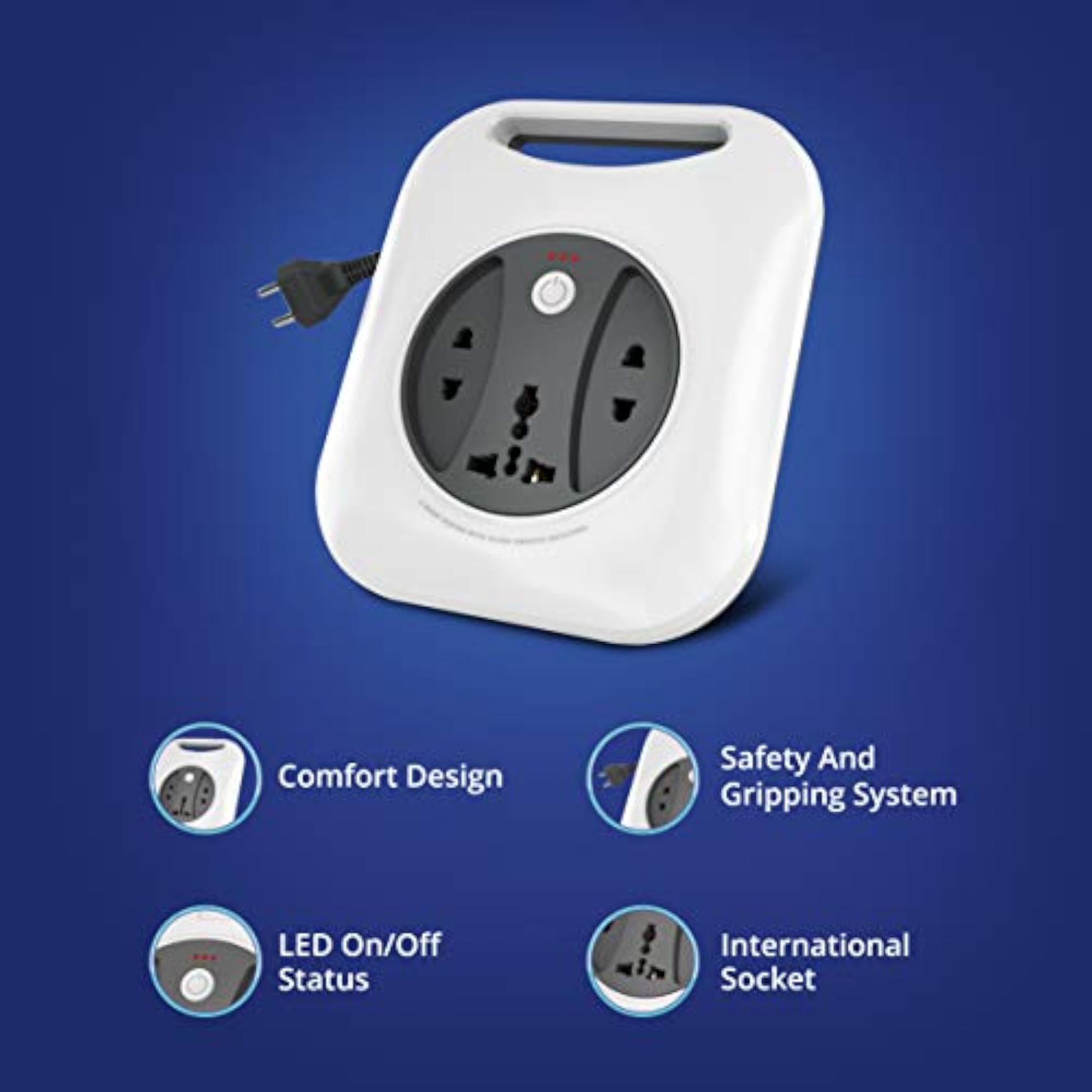 Flex Box Extension Cord with Universal Sockets, 4m Copper Wire