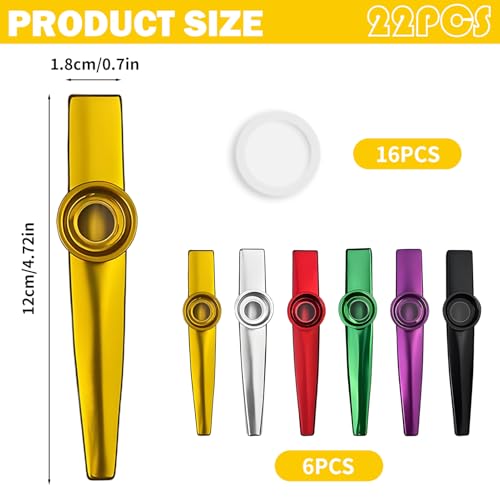 6-Teiliges Kazoo Instrument,Metall Kazoo Instrument,Mit 12 Austauschbaren Membranen,Kazoos NasenflöTe,PanflöTe,Maultrommel,Geeignet FüR Kinder,Erwachsene MusikanfäNger,Bunte Kazoo,Kinderpartygeschenk
