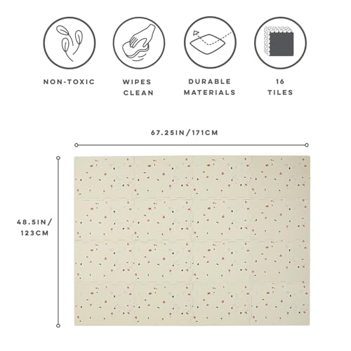 Tapis en Mousse bébé 3 Sprouts isolant et lavable Terrazzo Crème - 2