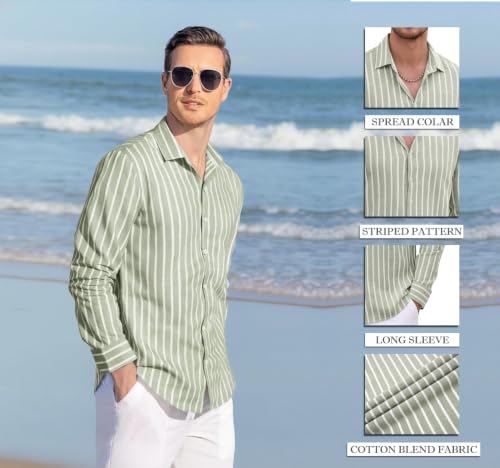 Image of Zombom Men's Regular Fit Vertical Striped Casual Shirt | Full Sleeve Cotton Blend Shirt for Men | Slim Fit Stylish Party