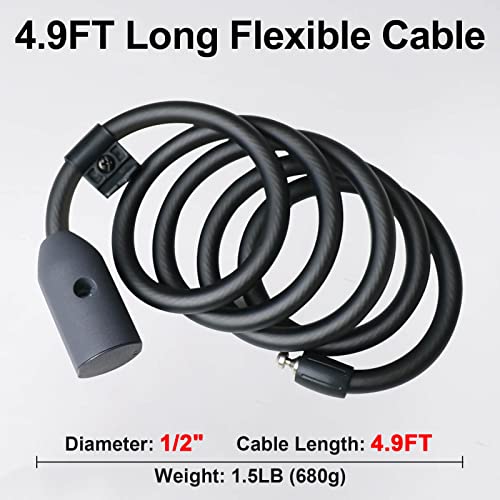 Anweller Fingerprint Cable Lock, 4.9Ft Long Heavy Duty Anti Theft Bike Lock, Keyless Electronic Biometric Bluetooth Smart Lock For Bicycle Scooter Motorcycle Lawnmower Skateboard Sports Equipment #TOP4