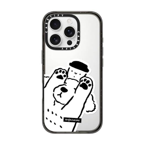 CASETiFY �C���p�N�g iPhone 16 Pro �P�[�X [�X���� / 2.5m�̗����������N���A (MIL�K�i4�{����) / ���C�����X�[�d�ɑΉ�] - Dog Loves Coffee - �N���A �u���b�N