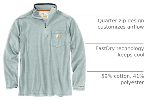 Image of Carhartt Men's 104255 Force Relaxed Fit Quarter Zip Pocket T-Shirt
